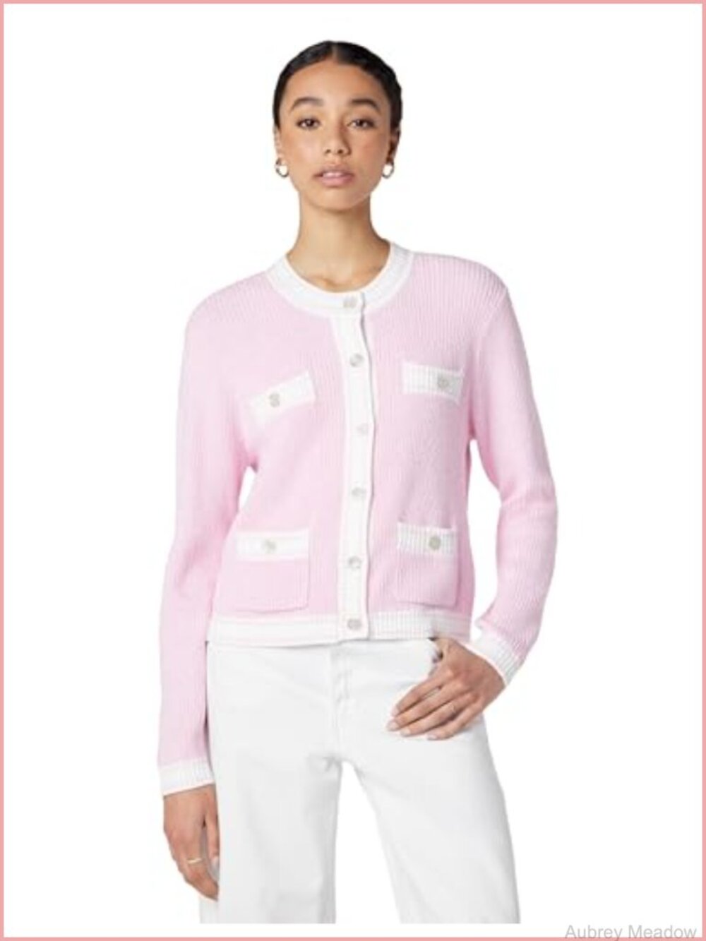 Classic Button Front Cardigan Sweater Long Sleeve Round Neck
